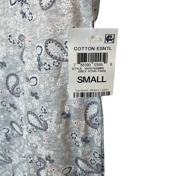 Charter Club Macy's Short Sleeve Cotton Essentials Chemise Grey Paisley S New - Picture 7 of 7